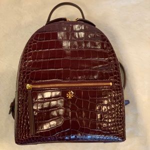 Tory Burch Croc Embossed Mini Backpack